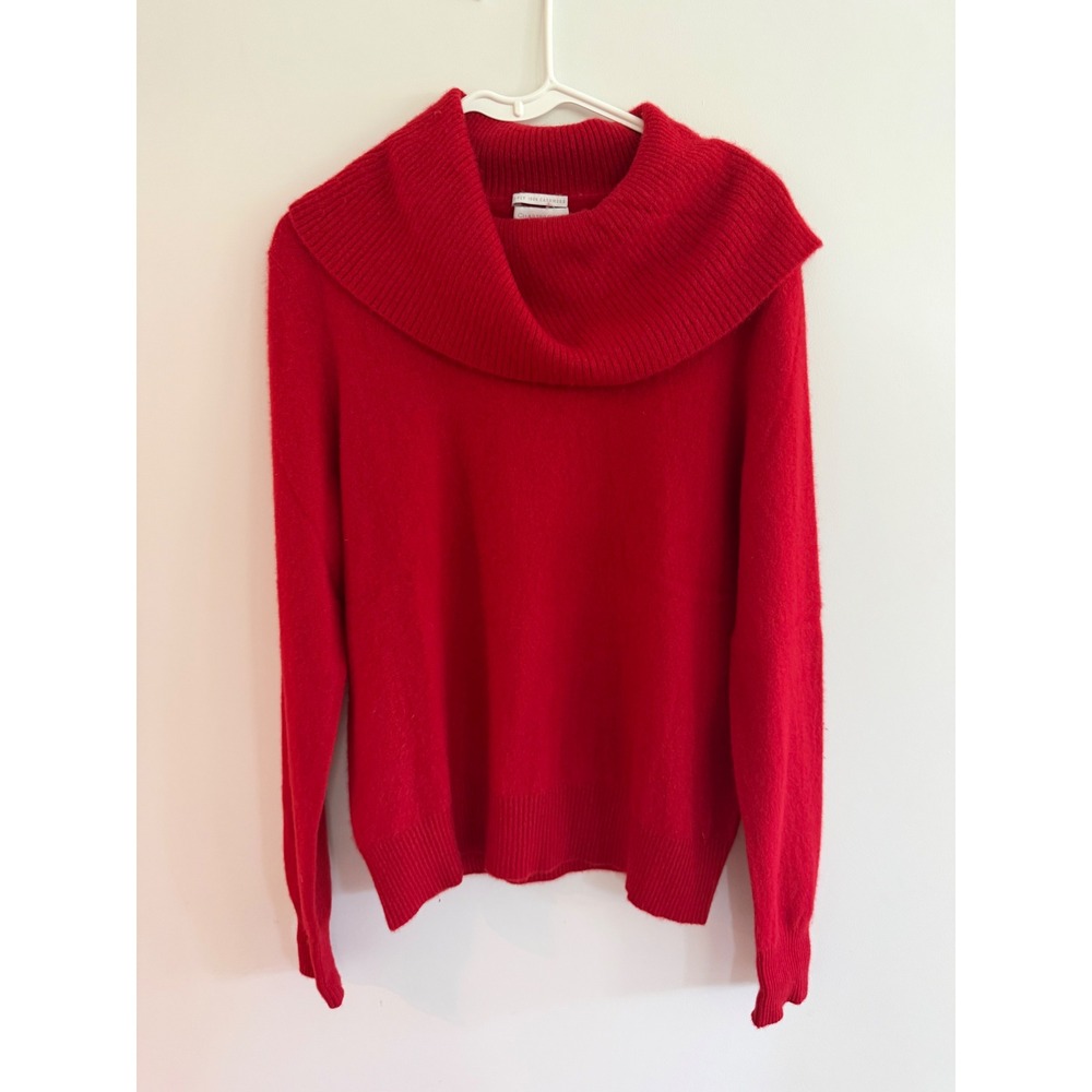 Charter Club Red 100% Cashmere Cowl Neck Sweater 2-Ply Knit Womens Large